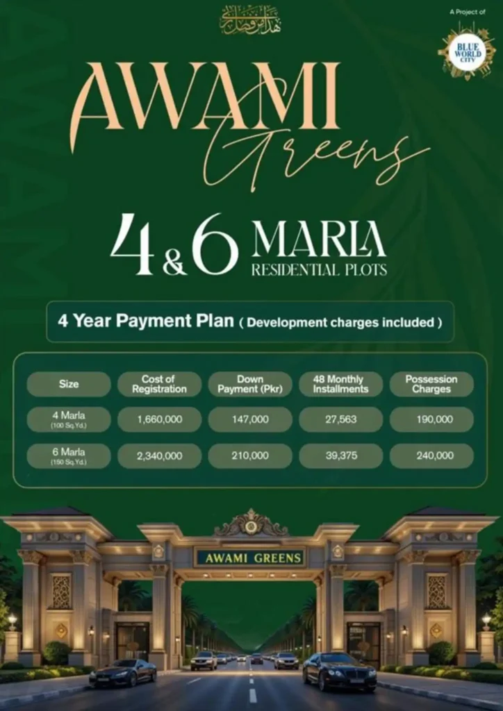 Blue World City Awami Green Price Plan